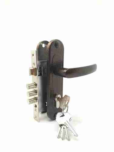 Замок врезной цилиндровый с защёлкой в комплекте с ручкой ЗВ7-60.1-02 (медь), 5 кл.