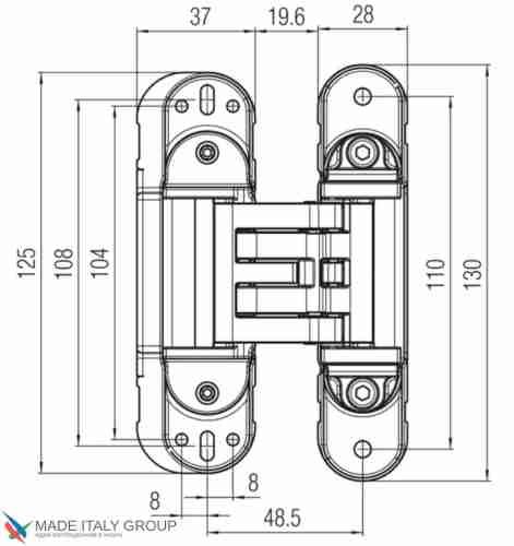 Kubica HYBRID 6360 45 NR петля скрытая универсальная асимметричная, цвет ЧЕРНЫЙ (60 kg)