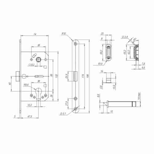 Корпус замка ML85-50/BL AB (бронза) блистер