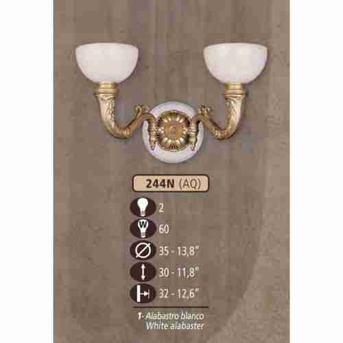 Бра Riperlamp 244N/2 AQ WHITE/CREAM ALABASTER