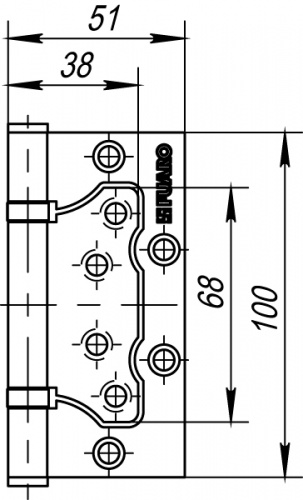 Петля универсальная без врезки Fuaro 500-2BB/BL 100x2,5 SB мат. золото