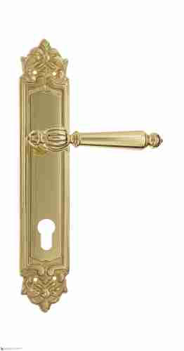 Дверная ручка Venezia "PELLESTRINA" CYL на планке PL96 полированная латунь