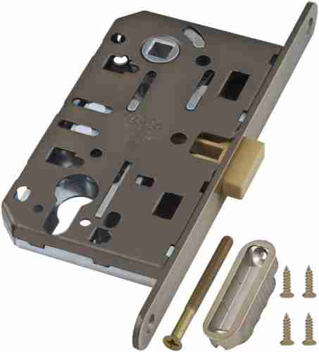 Замок дверной под цилиндр AGB (АГБ) B06103.50.12.567 бронза ант магнитный с отв пл B02402.05.12