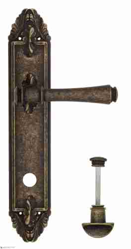 Дверная ручка Venezia "CALLISTO" WC-2 на планке PL90 античная бронза