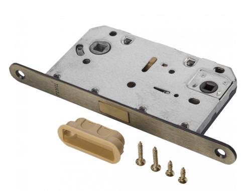 Защелка сантехническая магнитная RENZ INLBM 5096 pl AB с пластиковой ответной планкой, бронза античная