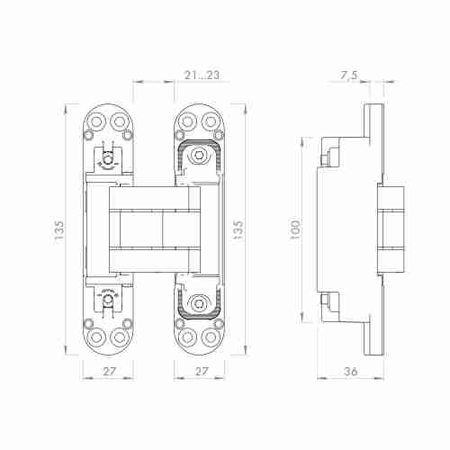 Петля Armadillo (Армадилло) скрытой установки U3D7800.VPG FSG флор. золото TECH