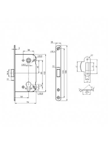 Корпус Punto (Пунто) замка PL85-50/BL SSC-16 сатин.хром
