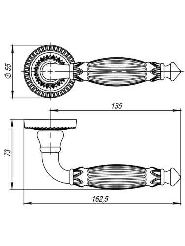 Ручка дверная Armadillo (Армадилло) межкомнатная R.CL55.Bella (Bella CL2) AS-9 античное серебро  Набор 9