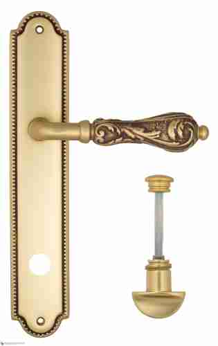 Дверная ручка Venezia "MONTE CRISTO" WC-2 на планке PL98 французское золото + коричневый