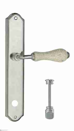 Дверная ручка Venezia "COLOSSEO" белая керамика паутинка WC-2 на планке PL02 полированный хром