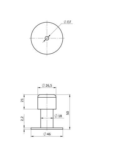 Упор Punto (Пунто) дверной настенный DFIX/W50 INOX