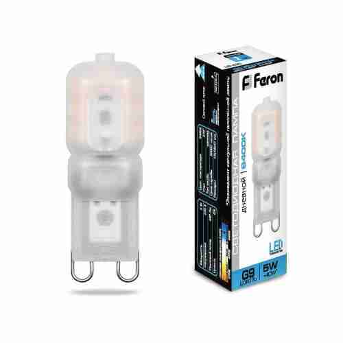 Лампа светодиодная Feron G9 5W 6400K Прямосторонняя Матовая LB-430 25638