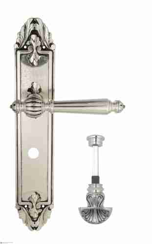 Дверная ручка Venezia "PELLESTRINA" WC-4 на планке PL90 натуральное серебро + черный