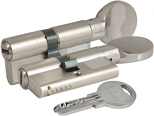 Цилиндровый механизм с вертушкой KALE KILIT 164 SM/90 (35+10+45) mm никель 5 кл.