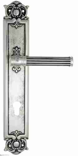 Дверная ручка Venezia "IMPERO" CYL на планке PL97 натуральное серебро + черный