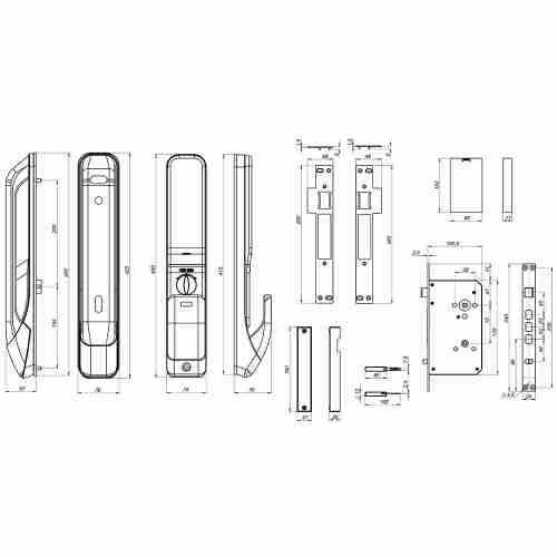 Замок врезной электронный Kaadas K20-F 3D Face с распознованием лица и отпечатком пальца, черный