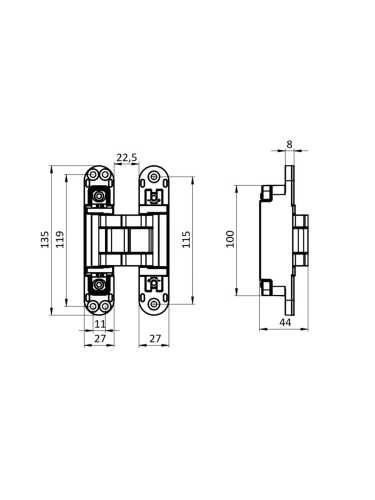 Петля Armadillo (Армадилло) скрытой установки U3D7803.VPG FSG флор. золото TECH