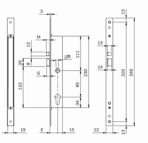 Замок врезной электромеханический ISEO бэксет 30мм 781802302
