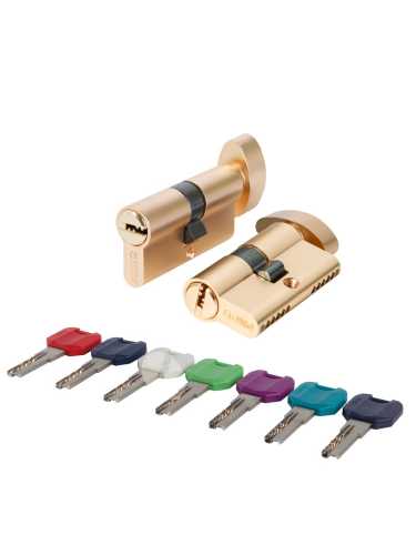 Цилиндровый Punto (Пунто) механизм MaxPro7002Knob52mm(21+10+21) SSG сатин.золото 7key с вертушкой