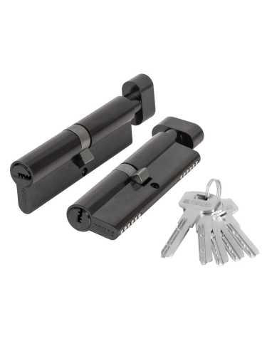 Цилиндровый Fuaro (Фуаро) механизм (200 ZM/100) 2000ZM Knob 100 (50+10+40) BL-24 черный 5Key с вертушкой