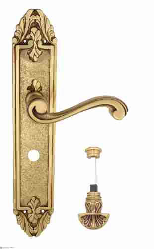 Дверная ручка Venezia "VIVALDI" WC-4 на планке PL90 французское золото + коричневый