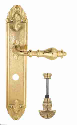 Дверная ручка Venezia "GIFESTION" WC-4 на планке PL90 полированная латунь