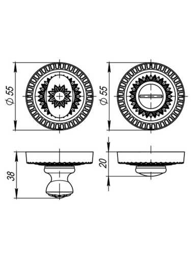 Комплект: Ручки Armadillo Silvia CL 1 AS/LWP-109+Завертка BK6.R.CL55 AS-9/античн серебро/беж Фарфор