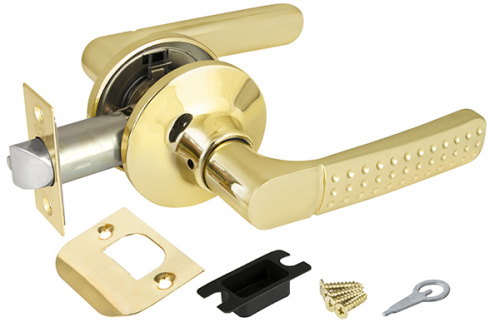 Ручка защелка (кноб) дверная нажимная с защелкой Punto 6026 PB-P (без фик.) золото