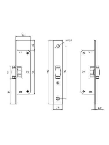Защелка Punto (Пунто) врезная METLR-155B ролик SN мат.никель