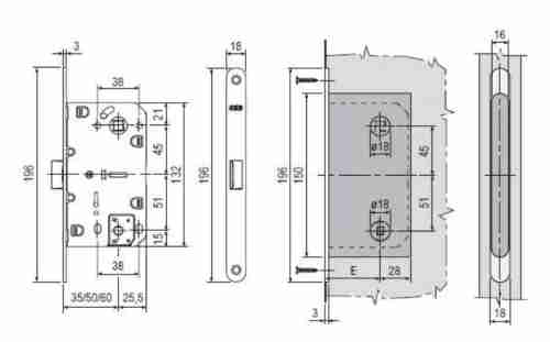 Замок магнитный межкомнатный под цилиндр AGB (АГБ) B06103.50.22 бронза тех. уп. без отв. Планки