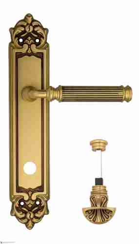 Дверная ручка Venezia "MOSCA" WC-4 на планке PL96 французское золото + коричневый