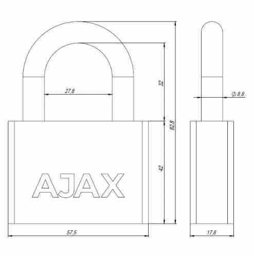 Замок навесной Ajax PD-30-60, фин. 3кл., блистер