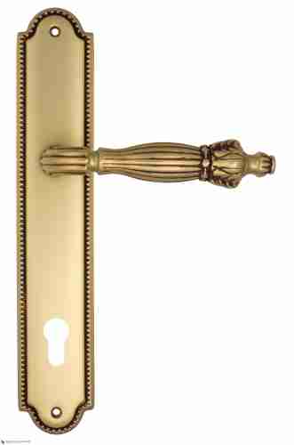 Дверная ручка Venezia "OLIMPO" CYL на планке PL98 французское золото + коричневый