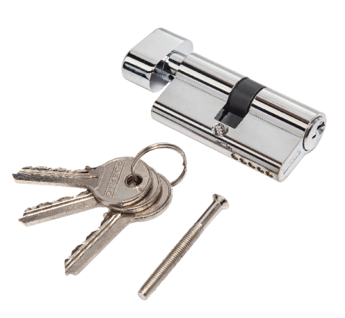 Цилиндр PUERTO INCS 60-H AL CP 60 мм К-З, стандартный ключ, хром блестящий